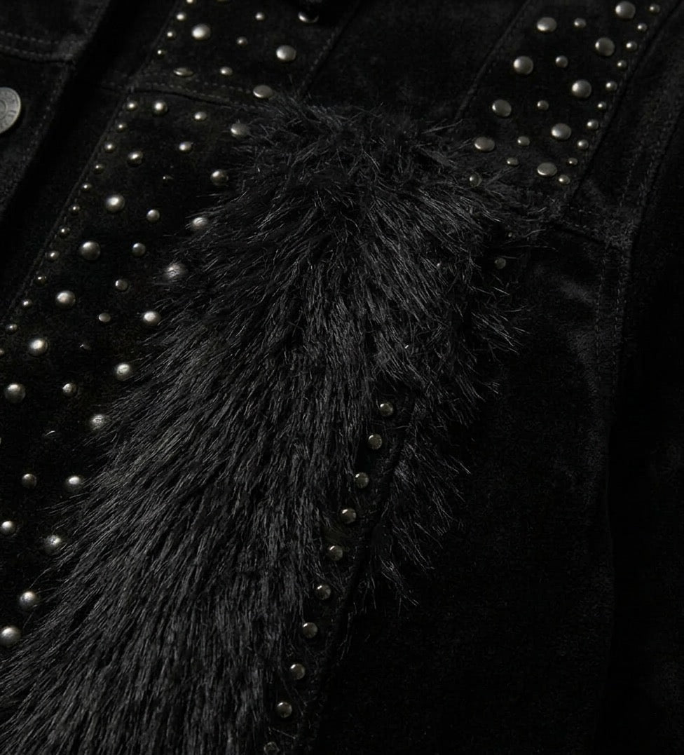 BLACK FUR VELVET JACKET