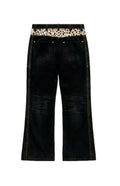 BLACK CORDUROY DALMATION FUR DOUBLE KNEE PANTS.