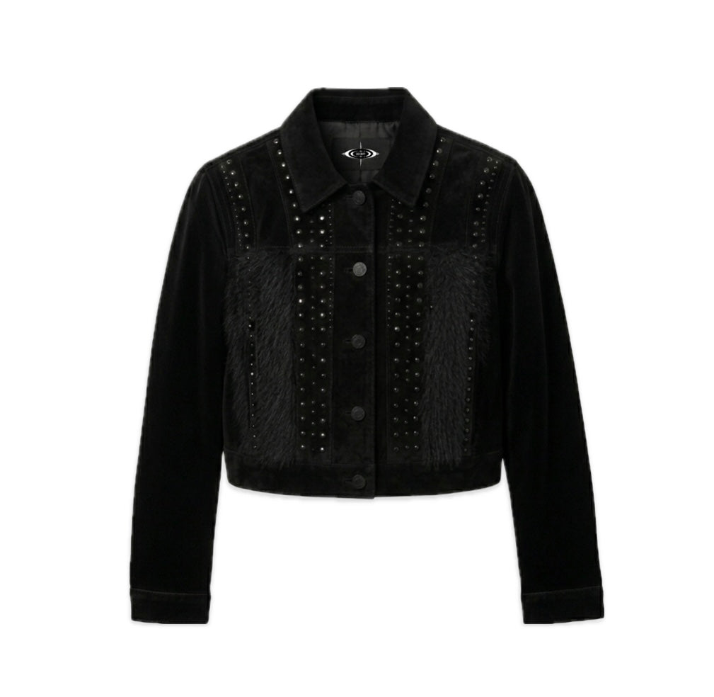 BLACK FUR VELVET JACKET
